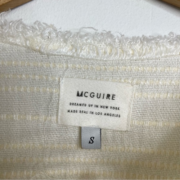 McGuire Linen Cotton Blend Split Long Sleeve Tie Top Blouse S Textured Luxury - Picture 12 of 16